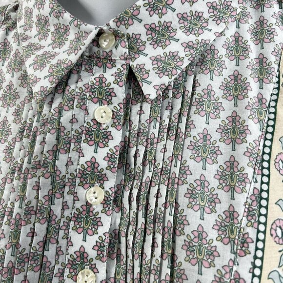 Soft Surroundings XL Womens Sky Blue Paisley Pleated Tabitha Tunic Boho Peasant - Picture 6 of 15